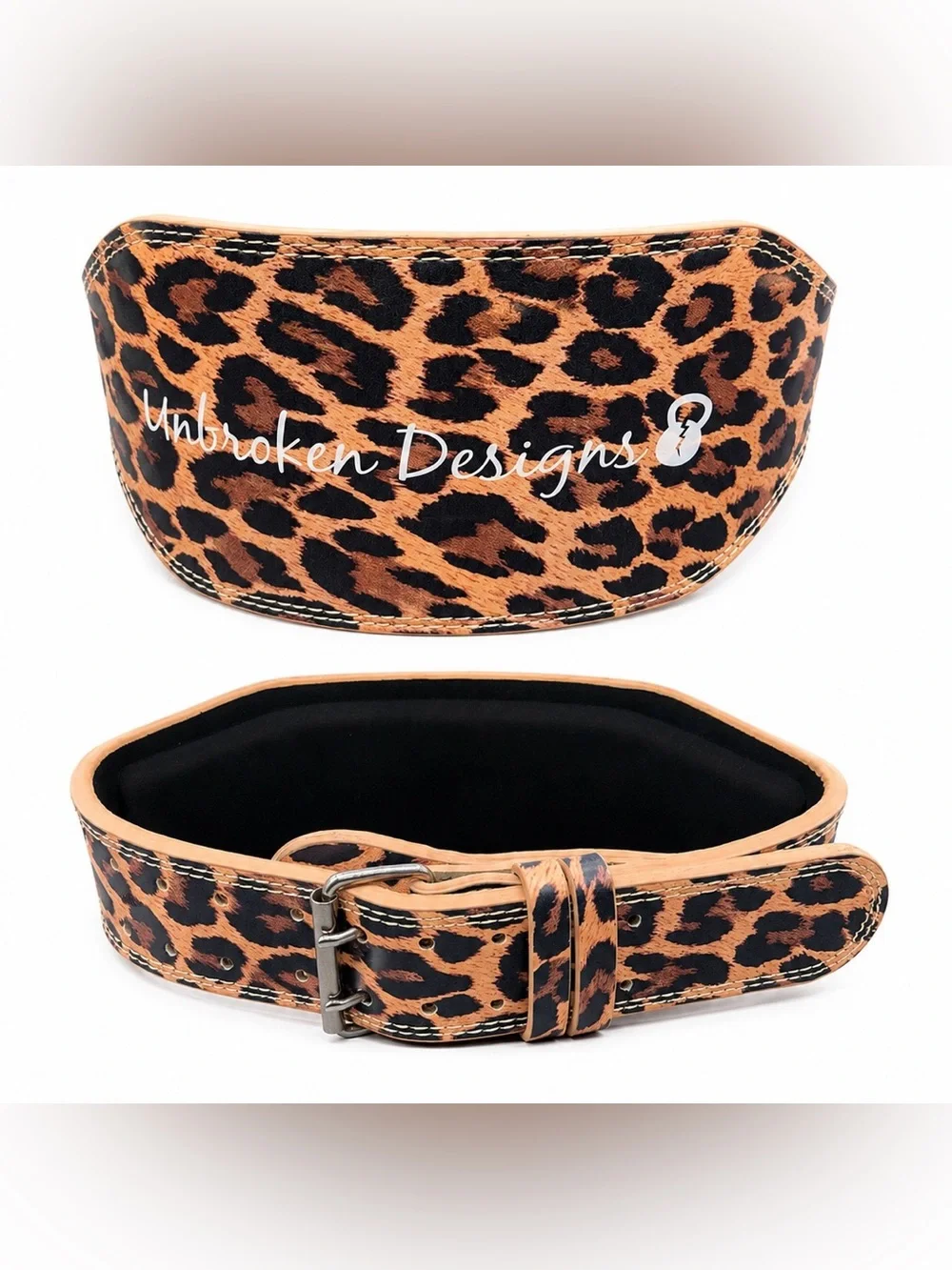Unbroken Designs Leopard Lifting Belt S Leather Weightlifting Crossfit Gym Boho⁠